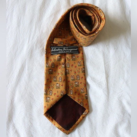 Salvatore Ferragamo Yellow Cow Patterned Tie - Picture 2 of 2